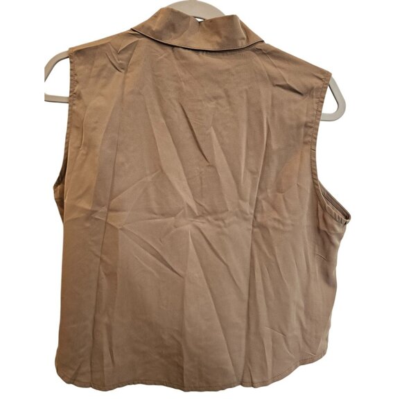 Jon & Anna Womens Blouse Sleeveless Button-Up Size L Khaki Tan NWT Polyester Top - Picture 2 of 9